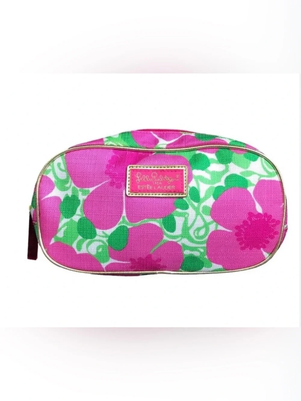 Lilly Pulitzer-Estee Lauder Pink & Green Floral Cosmetic Bag OSP